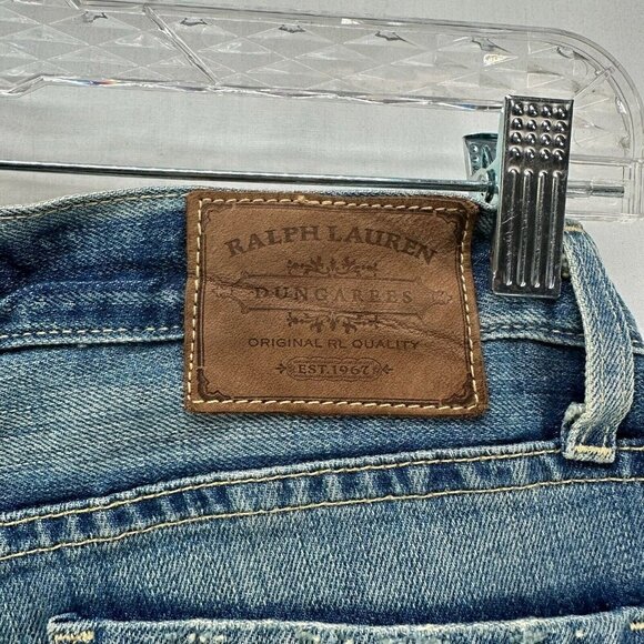 Ralph Lauren Jeans Women 28/34 Dungarees Low Rise Bootcut Light Washed Blue - Picture 6 of 11